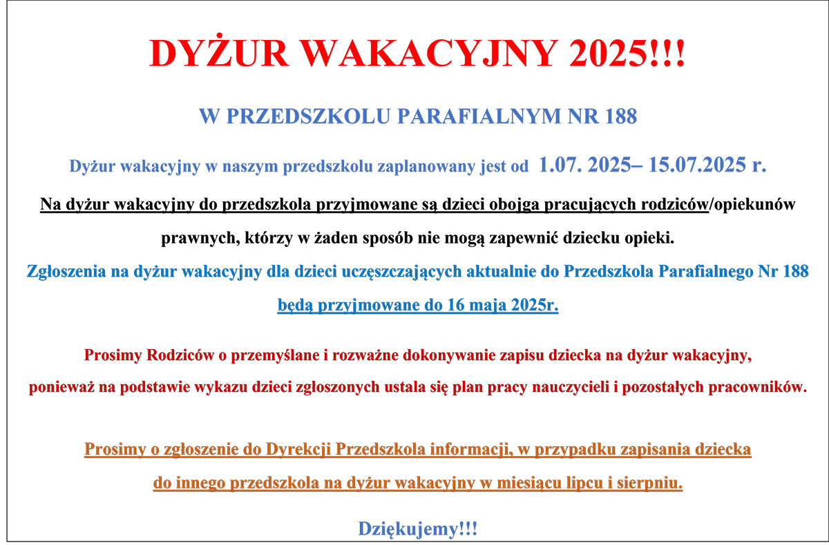WAŻNA INFORMACJA